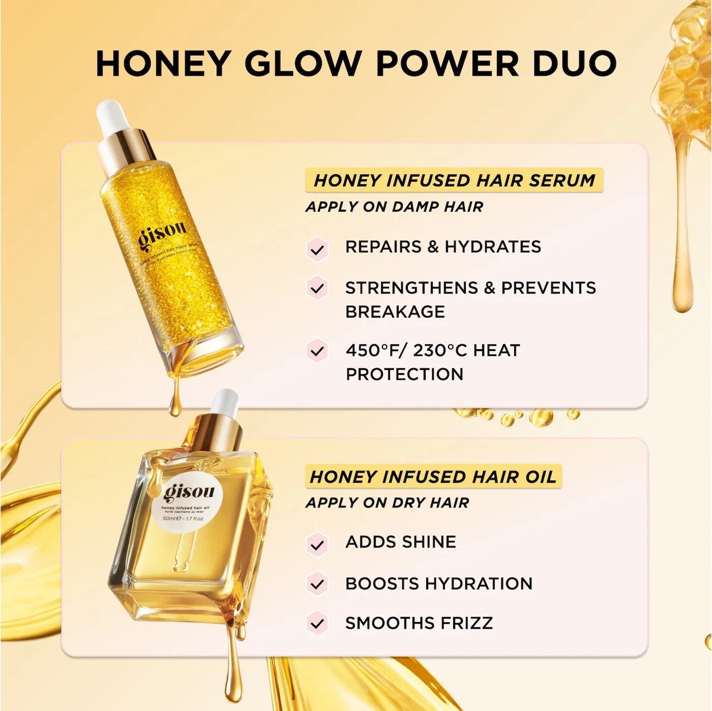 Gisou Honey Infused Hair Repair Serum 30ml