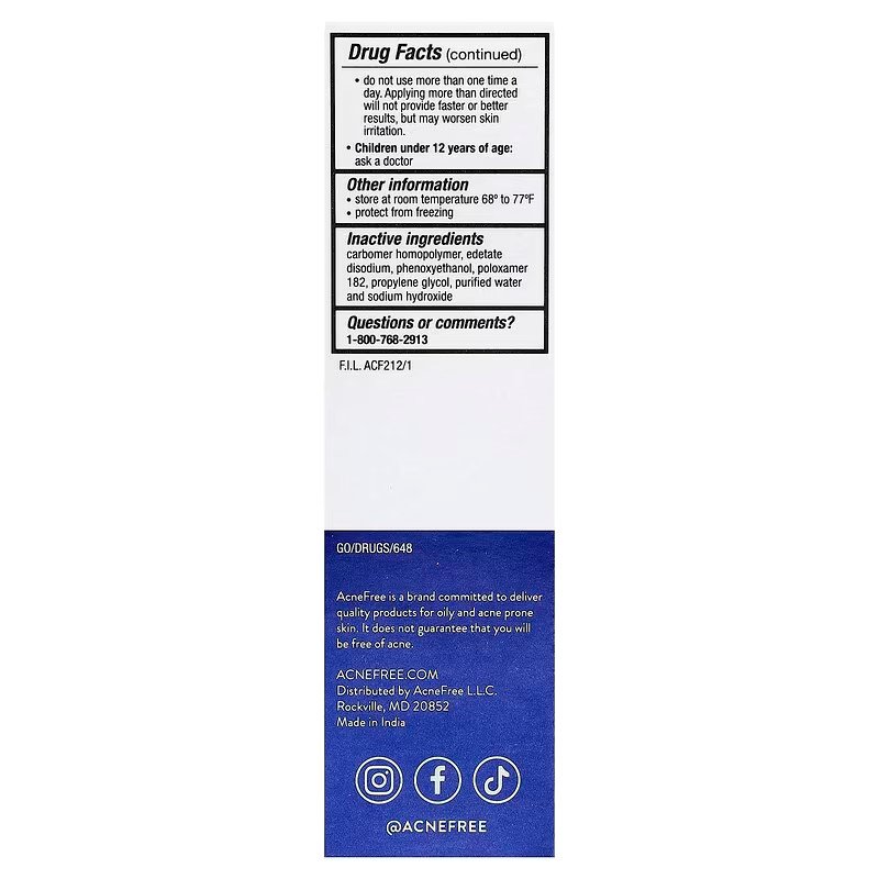 ACNE FREE Adapalene Gel USP 0,1% 15g